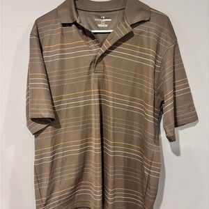 Grand Slam Brown and Tan Striped Polo Shirt